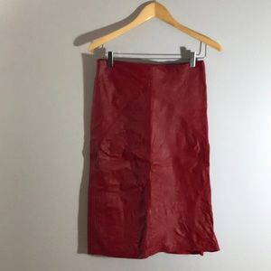 Vintage Red Leather Skirt